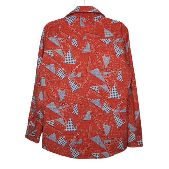 Vintage 70s Bandanas All Over Button Shirt County Seat Red Groovy Hippie - Picture 7 of 11